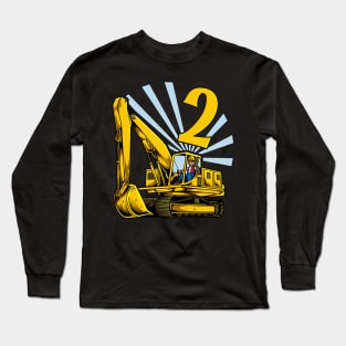 Excavator 2 year old birthday Long Sleeve T-Shirt